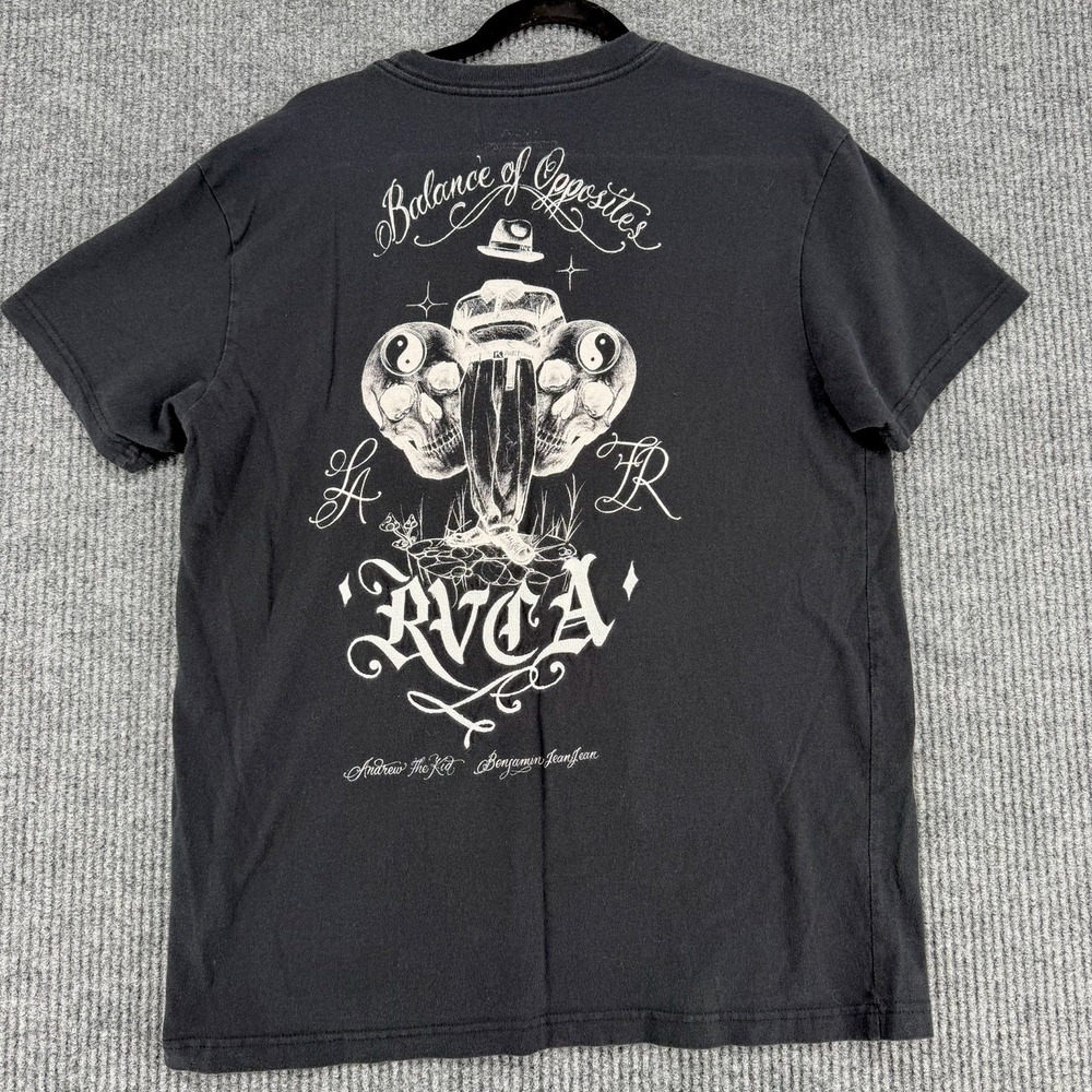 RVCA Benjamin JeanJean pocket graphic t-shirt skull yin yang black men's L